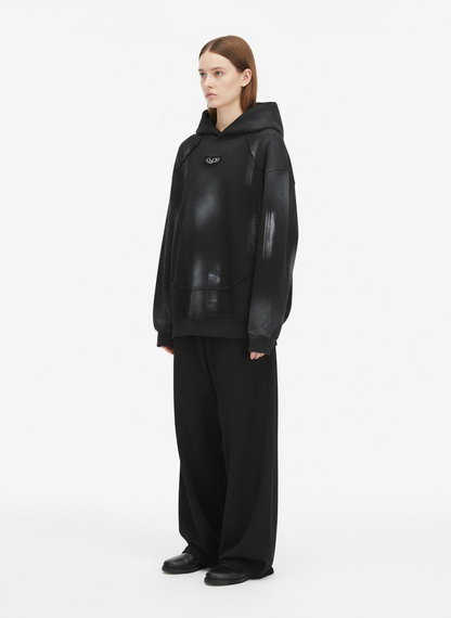 Hip-Hop Wasteland Ink-Dyed Raw Edge Hoodie