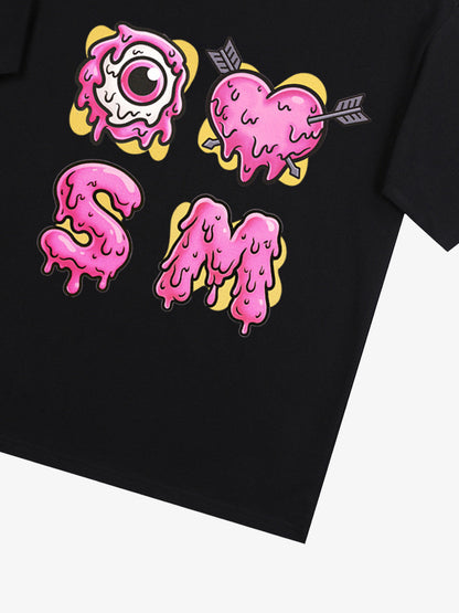 Thesupermade eyeball and love graffiti declaration T-shirt