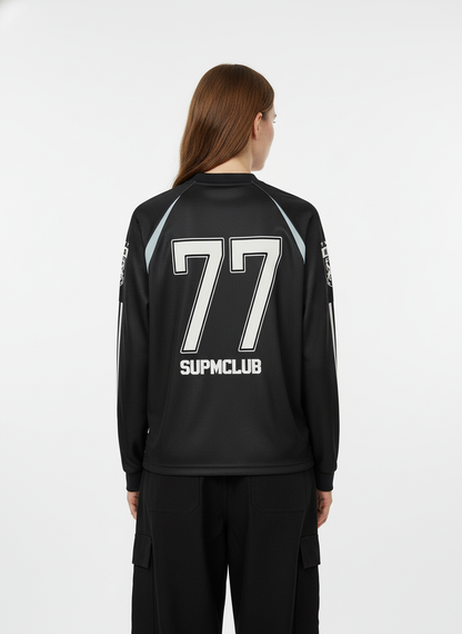 Street Jersey 77 Digital Print Striped Long Sleeve T-Shirt