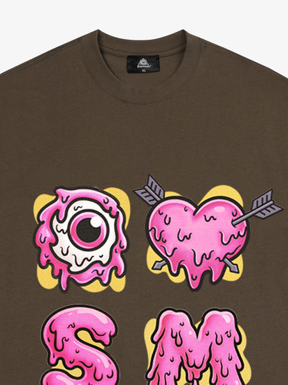 Thesupermade eyeball and love graffiti declaration T-shirt