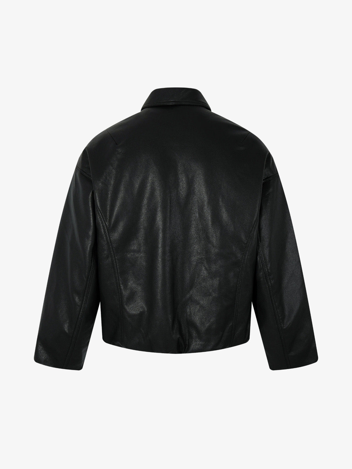 Stylish Black Leather Jacket with Zipper Detail for Modern Fashionistas