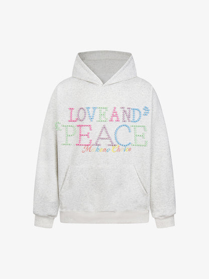 Stylish Hoodie with Embellished "Love and Peace" Design for Everyday Wear