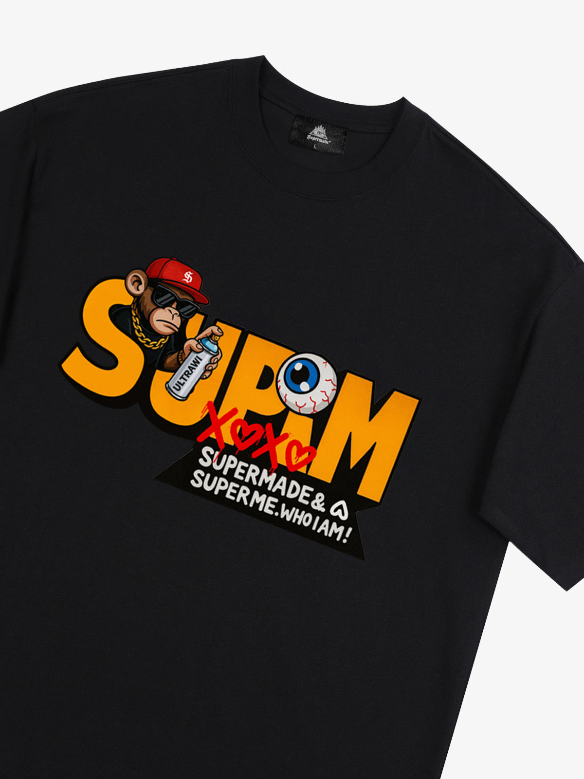 Supermade Trendy Hip-Hop Monkey Graffiti Font T-Shirt