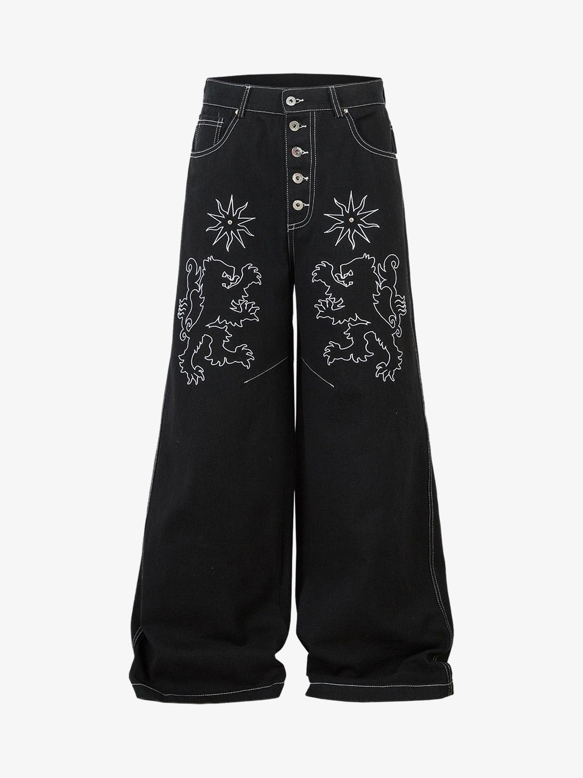 Thesupermade Heavy Contrast Thread Embroidered Multi-button Jeans