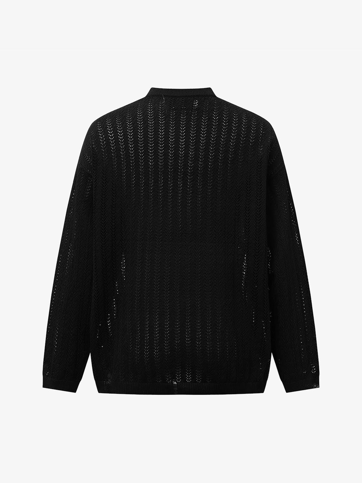 Stylish Knit Sweater with Floral Embroidery and Textured Design