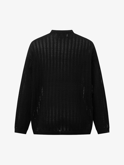 Stylish Knit Sweater with Floral Embroidery and Textured Design