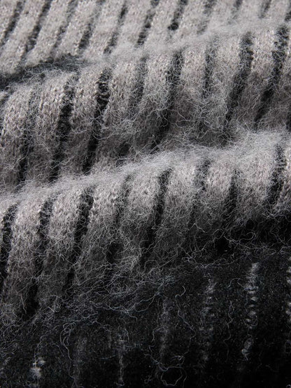 Knitted Fleece Cardigan Irregular Pattern Sweater