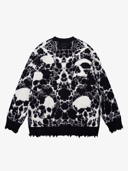 Skull Pattern Knit Sweater for Casual and Fashionable Looks