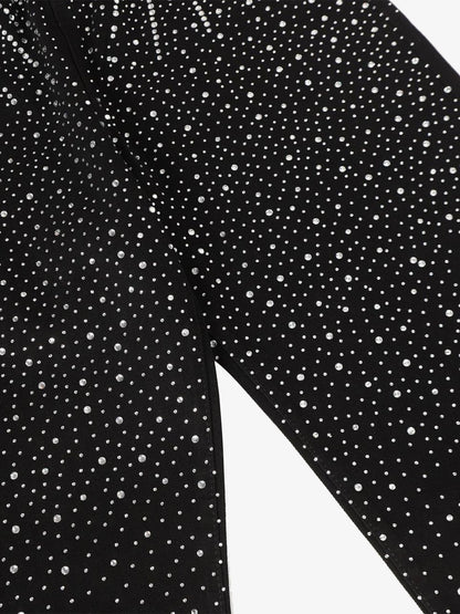 Stylish Wide-Leg Pants with Sparkling Studs for Women