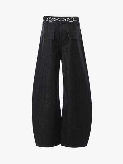 High-Waisted Wide-Leg Cargo Pants with Unique Pocket Design