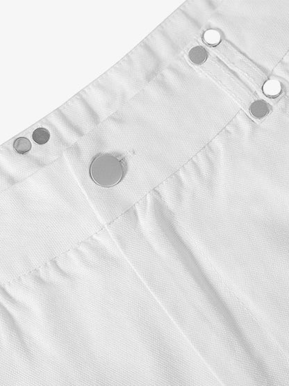 Street Metal Stud Zipper Multi-Pocket Workwear Casual Pants