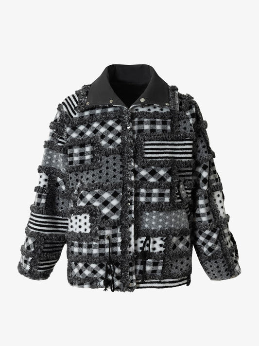 Thesupermade Special Plaid Polka Dot Reversible Cotton Jacket