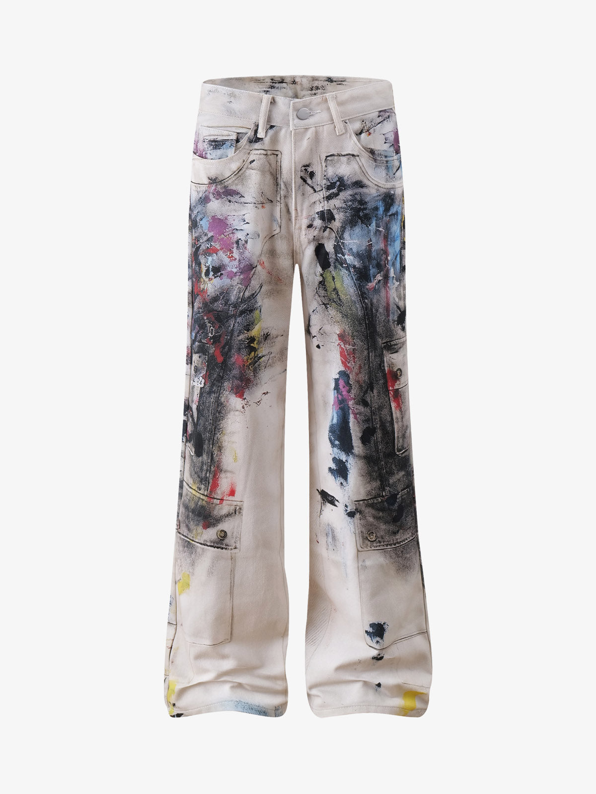 Artistic Splash Wide-Leg Jeans - Perfect for Casual and Fashionable Looks