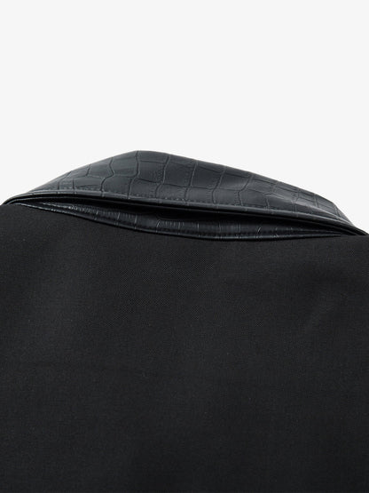 Stylish Black Jacket with Intricate White Embroidery Design