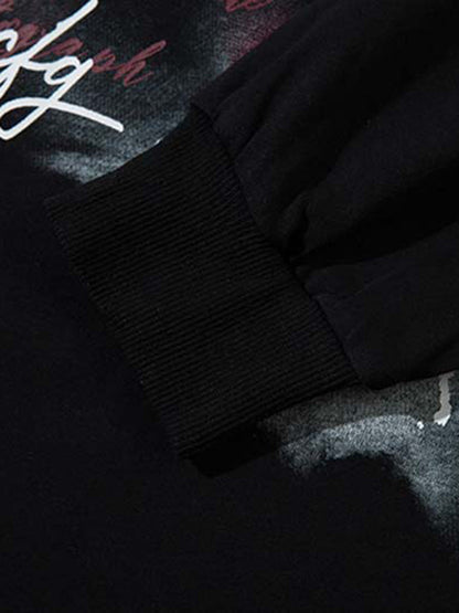 Butterfly Letters Printed Round Neck Long Sleeve T-shirt