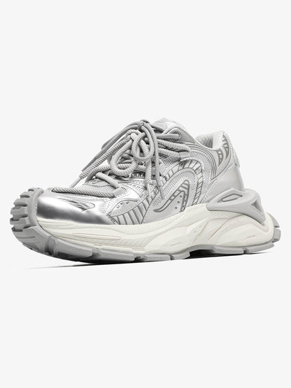 Thesupermade American Retro Invisible Height-enhancing Thick-soled Mecha Sneakers