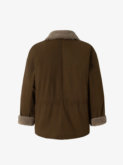 Winter-Ready Corduroy Jacket with Faux Fur Trim for Men