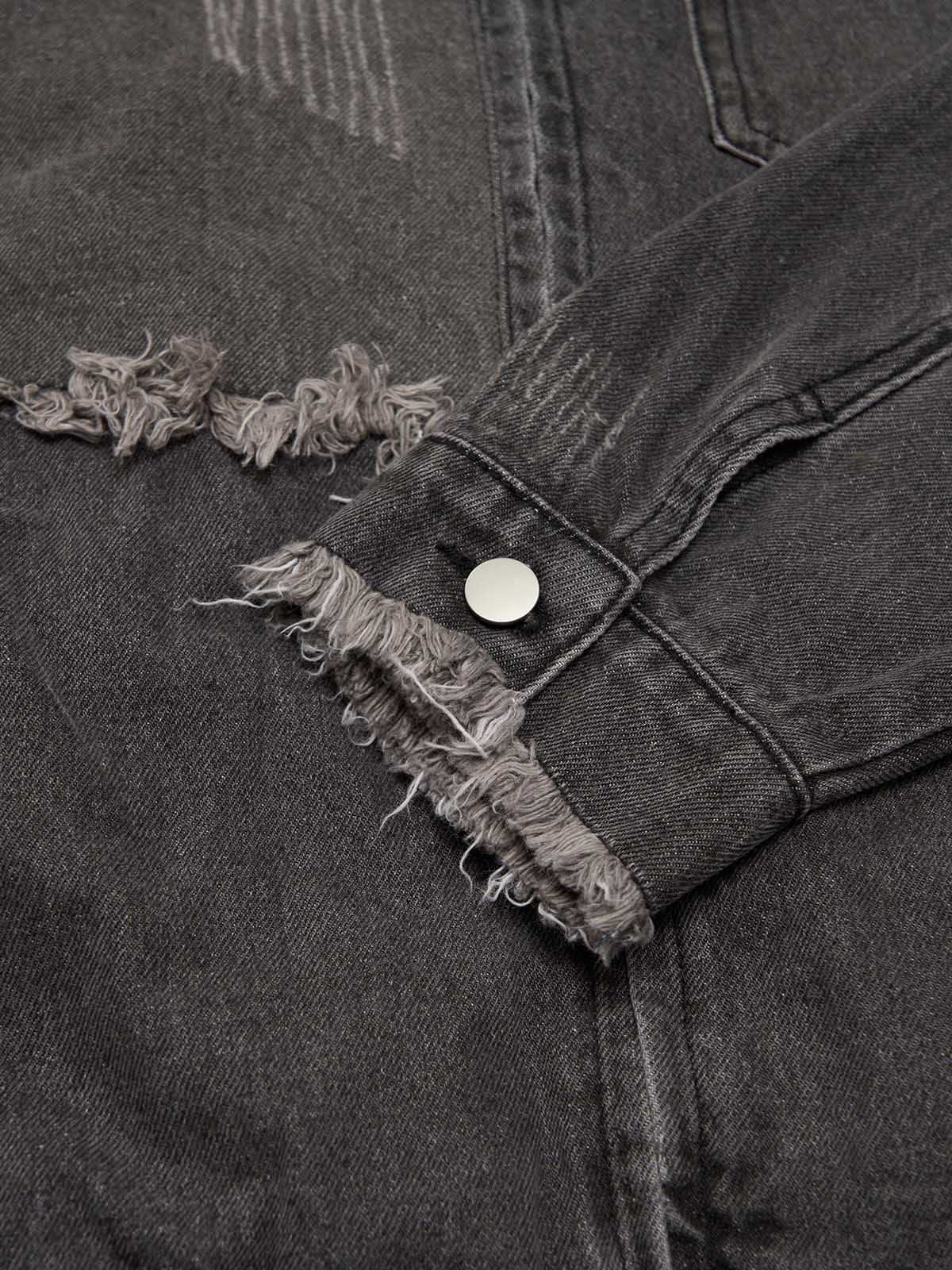 Thesupermade Appliqué Deconstructed Patchwork Distressed Raw-edge Denim Jacket