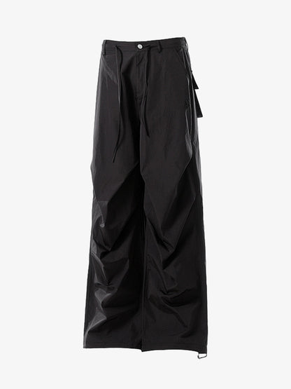 Vintage Drawstring Draped Embroidered Wide Leg Pants