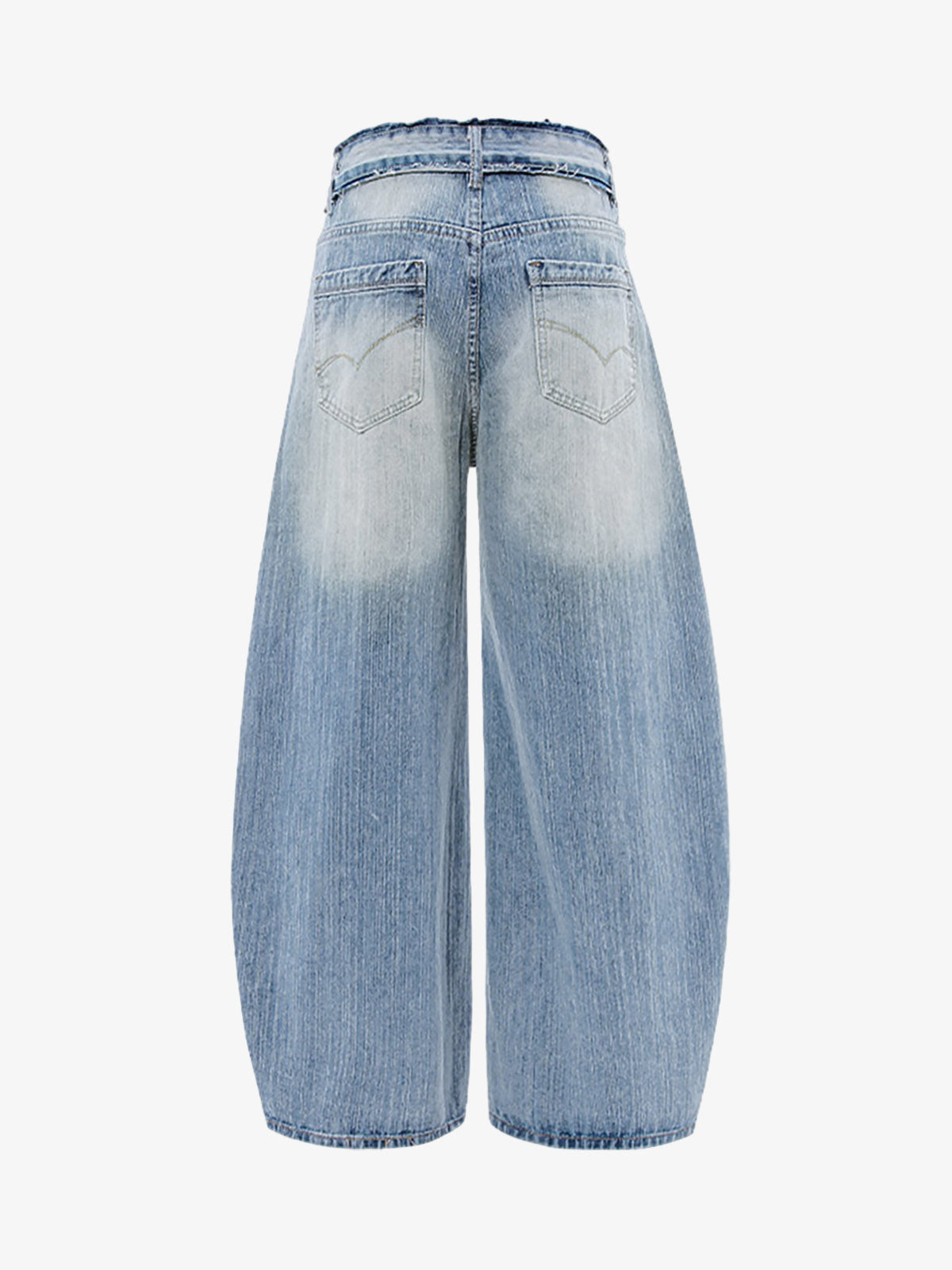 Vintage Washed Patchwork Distressed Scimitar Jeans