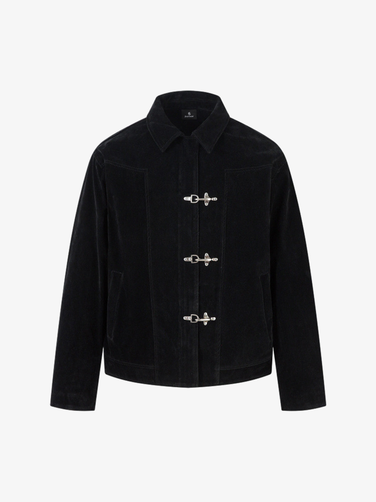 Stylish Black Jacket with Toggle Buttons for Men