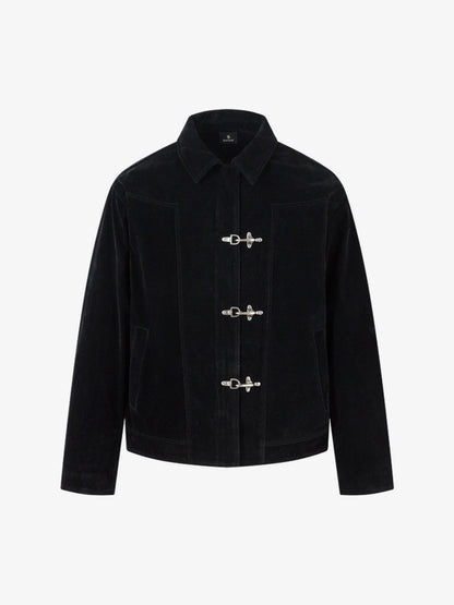 Stylish Black Jacket with Toggle Buttons for Men