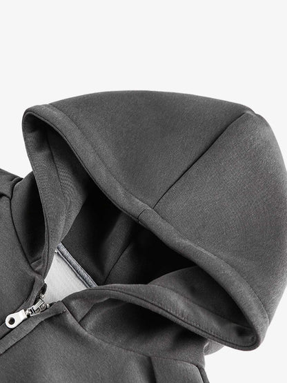 Street Deconstructed Split Zippered Hooded Sweatshirt