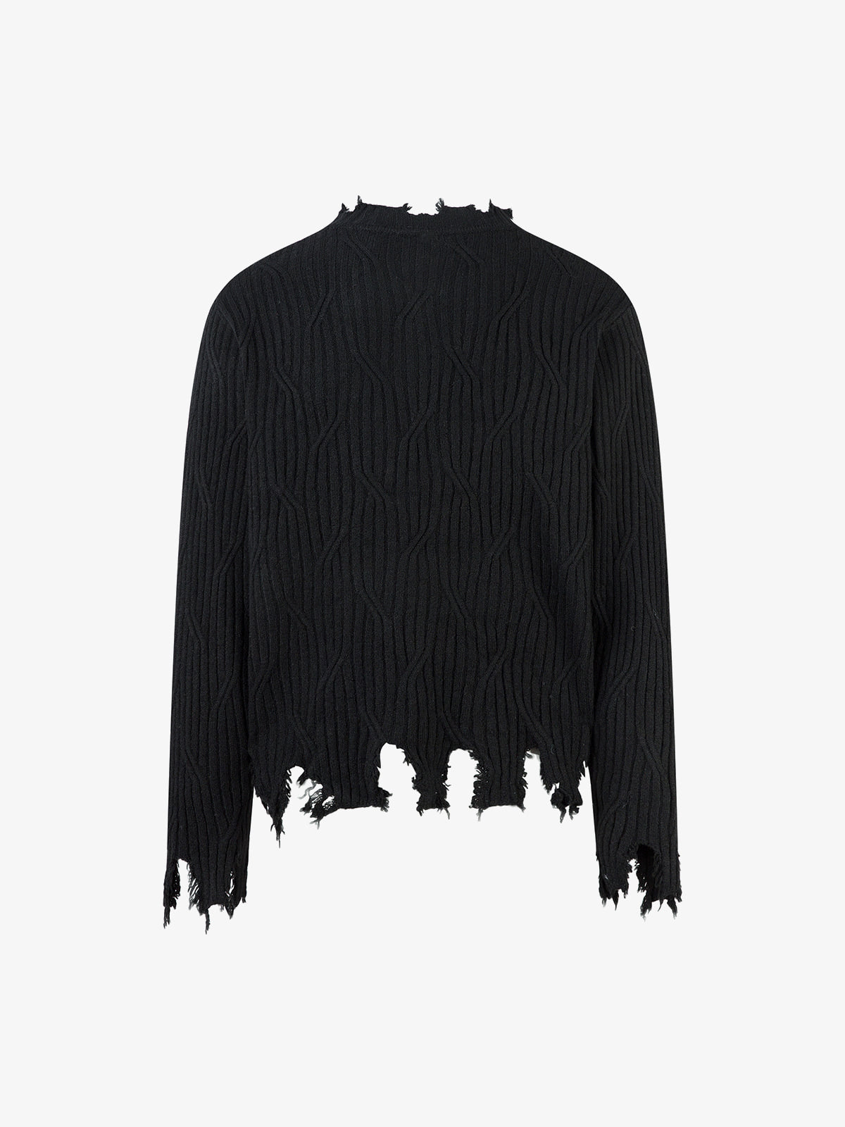 Distressed Ribbed Henley Sweater for Casual Elegance