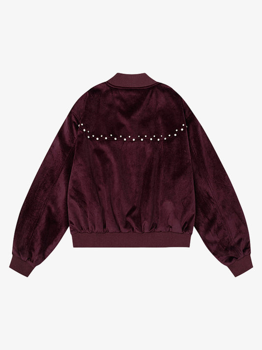 Stylish Embellished Bomber Jacket for Women - Perfect for Fall and Winter Outfits