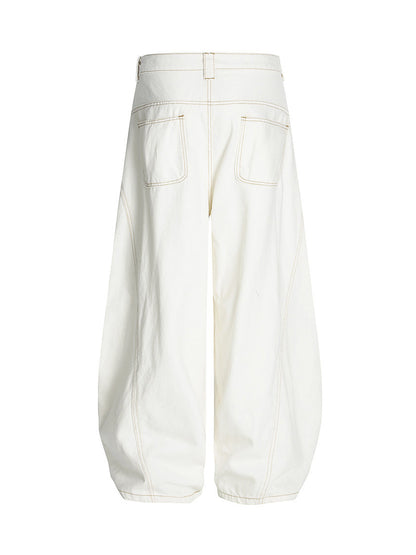 Embroidered Floral Patches Barrel Jeans