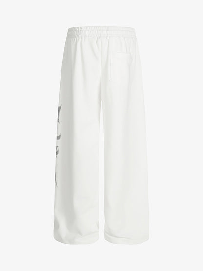 Stylish Black Wide-Leg Pants with Unique Embroidered Design for Casual Wear