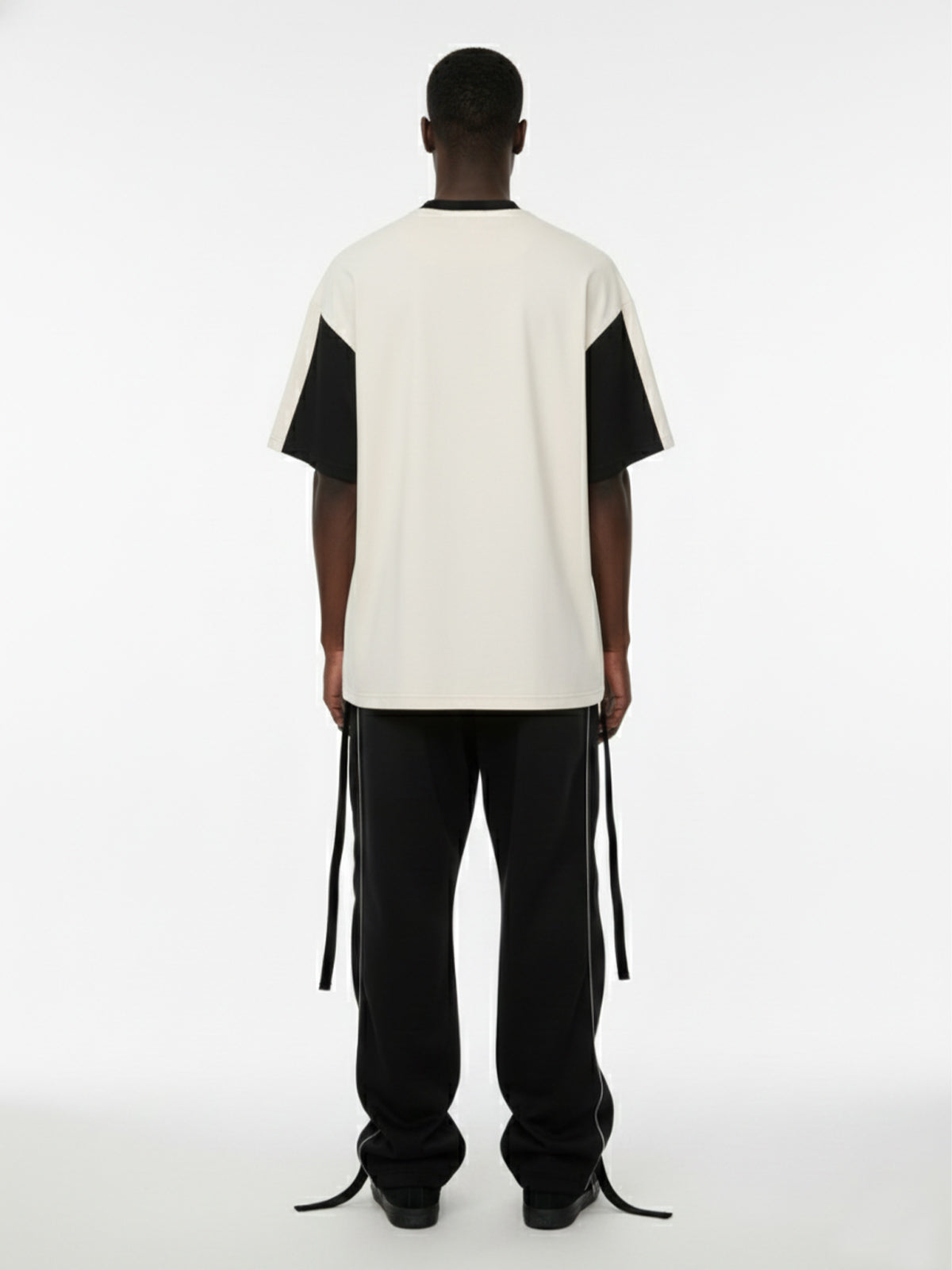 Thesupermade Horizontal Glitch Art Deconstruction Contrast Color Stitching Print T-shirt