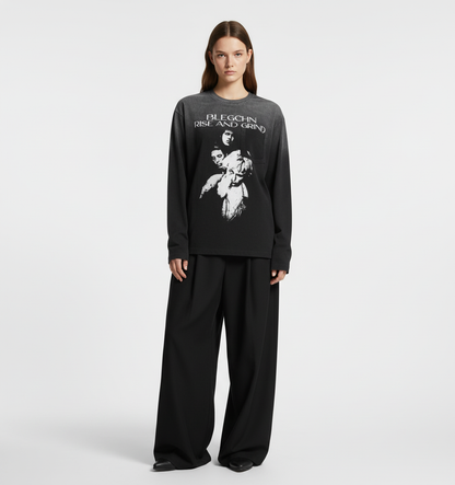 Portrait Pocket Ripped Long Sleeve T-Shirt