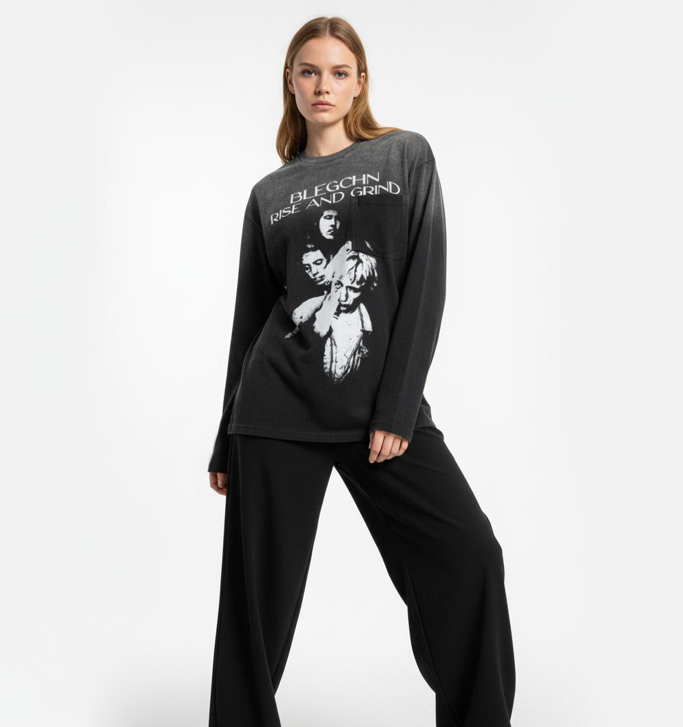 Portrait Pocket Ripped Long Sleeve T-Shirt