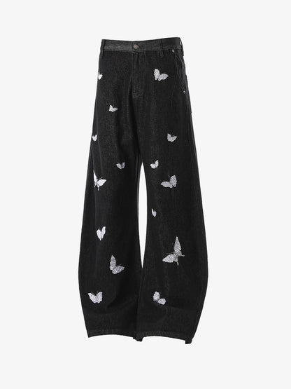 Butterfly Embroidered Scimitar Jeans