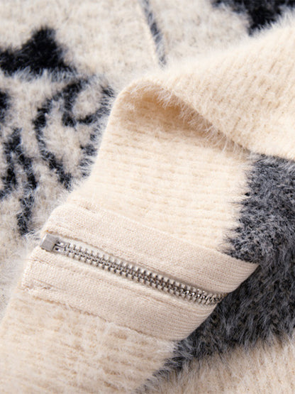 Cozy Pink Patterned Sweater for Women - Perfect for Fall and Winter Outfits