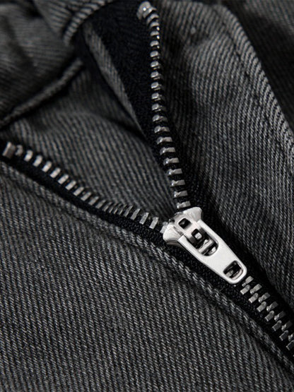 Plaid Jacket with Zipper Detail and Keychain Accessory