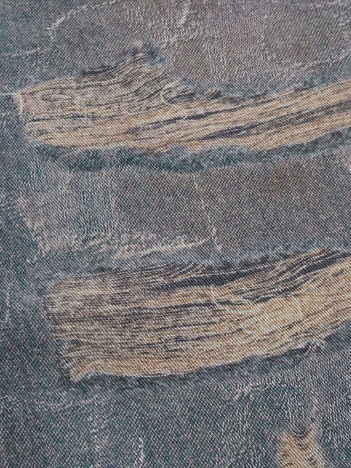 Washed Ripple 3D Print Loose Wide-Leg Jeans