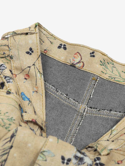 Retro Jacquard Straight-Leg Personalized Work Pants