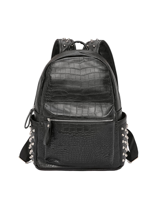 Rivet Crocodile-Print Backpack - 2464