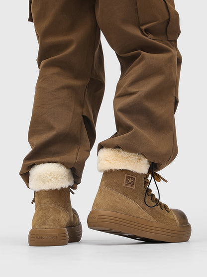 Winter Warmth High-Top Sneaker Boots with Fuzzy Collar