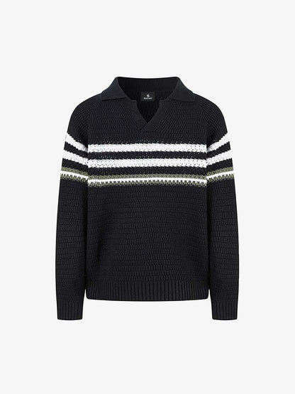 Striped Polo Sweater for Men - Stylish and Comfortable Knitwear
