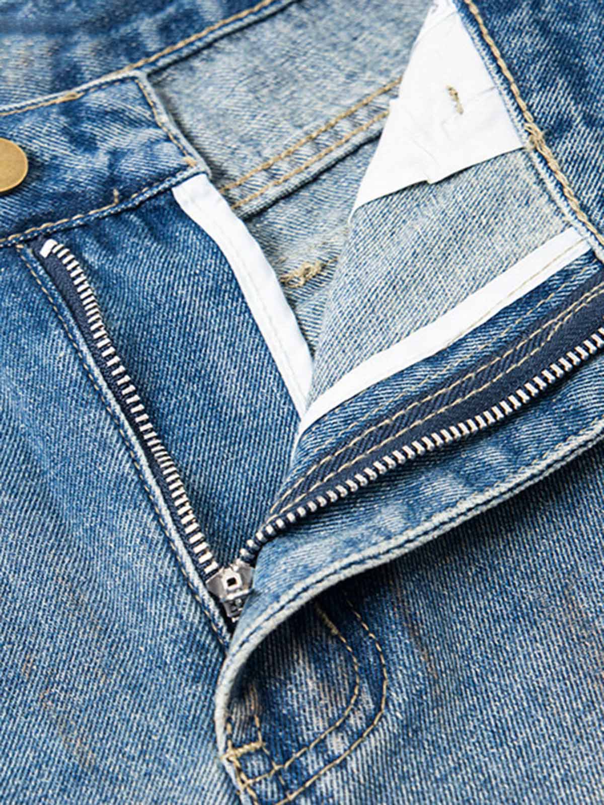 Street Retro Distressed Buttons Raw Edge Dirty Denim Shorts