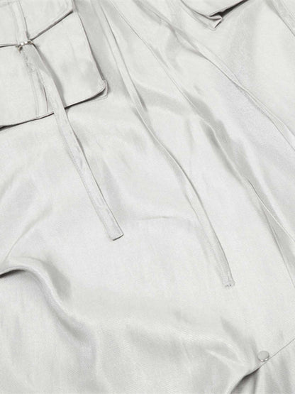 High Street Rivet Pleated Workwear Multi-pocket Casual Pants