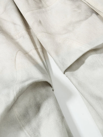 Stylish Wide-Leg Cargo Pants with Unique Embroidery and Zipper Accents