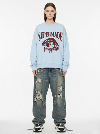 Eye-catching Graphic Crewneck Sweatshirt for Casual Wear