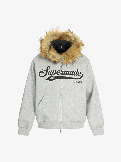 Faux Fur Trimmed Hooded Jacket for Winter and Fall