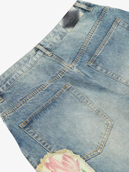 Vintage Floral Patchwork Baggy Jeans
