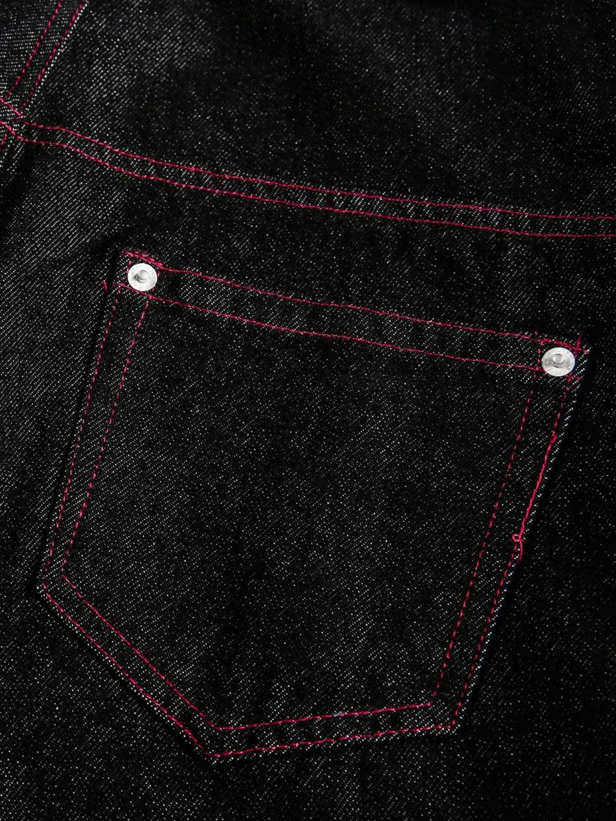 Street Culottes Red Stitching Barrel Jeans