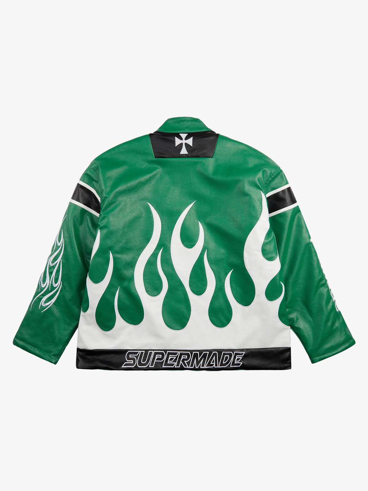 Thesupermade Vintage Biker Style Embroidered Leather Jacket - 1746